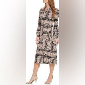 Tommy Hilfiger Long Sleeve Jersey Collar Midi Shirt Dress